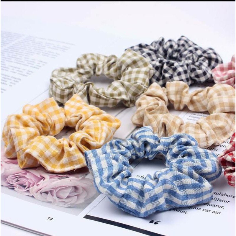 [COD] Ikat Rambut Scrunchie Model Eropa / Ikat Rambut Scrunchie Kotak / Kunciran Rambut Korea