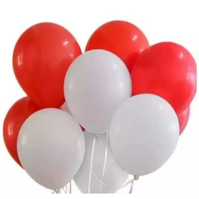 Balon Merah Putih Latex Doff 12 inch