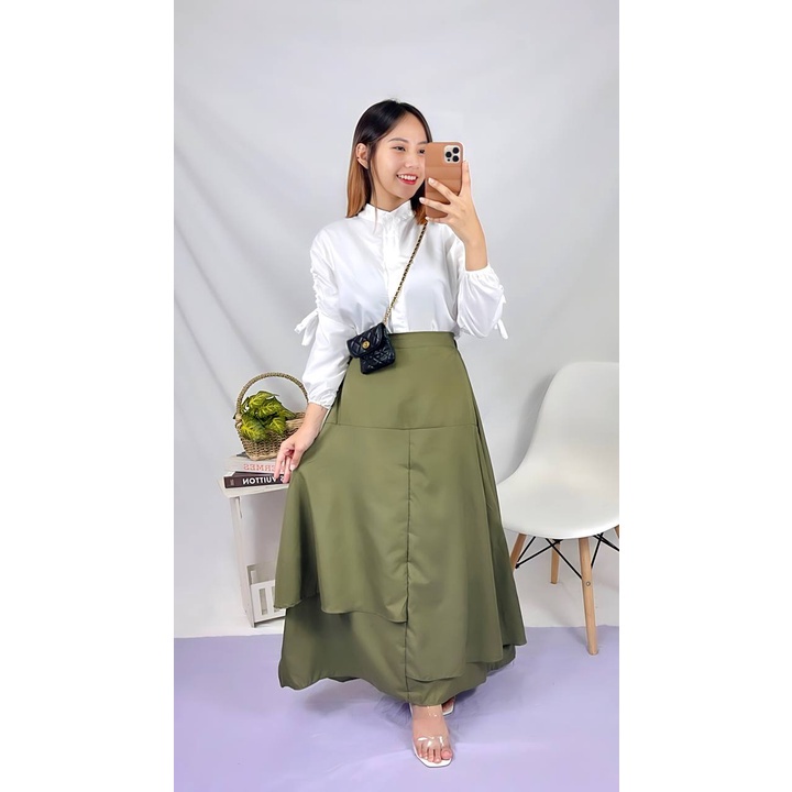 Tq88indonesia Fashion Rok Maxi Terbaru /  MONALICA ROK SKIRT / Bawahan Wanita / Rok Panjang / Outfit Kekinian / Ootd