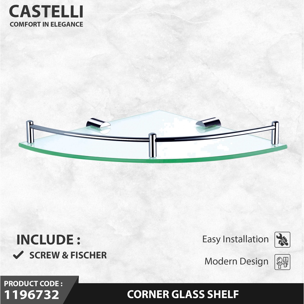 Rak Sudut Kamar Mandi Castelli Ambalan Kamar Mandi Corner Glass Shelf - 1196732