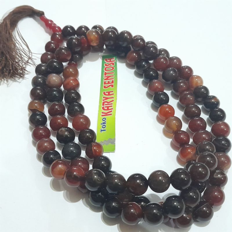 Tasbih Batu Aki Sulaiman Madu 12MM 99Butir Natural