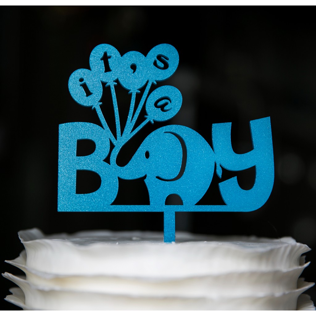 

it's a boy blue acrylic cake topper
