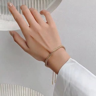 Braided Adjustable Gelang Rantai Tebal Gelang Metalik Rantai Lapis Emas 18K Grosir