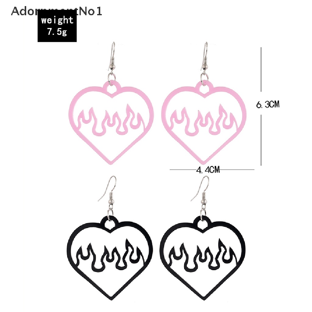 (AdornmentNo1) Anting Tusuk Gantung Desain Hati Hollow Out Warna Hitam / Pink Untuk Wanita