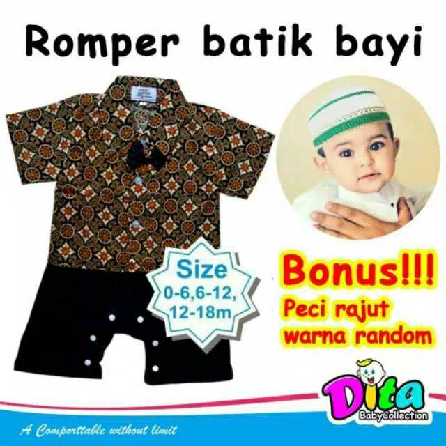 BONUS PECI)ROMPER KOKO BATIK BAYI ROMPER BATIK ROMPER BORDIR ROMPER BAJU MUSLIM