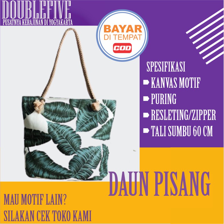 ( TALI SUMBU BAYAR DITEMPAT ) TOTEBAG TALI SUMBU / KEPANG KANVAS MOTIF / TAS TOTEBAG WANITA