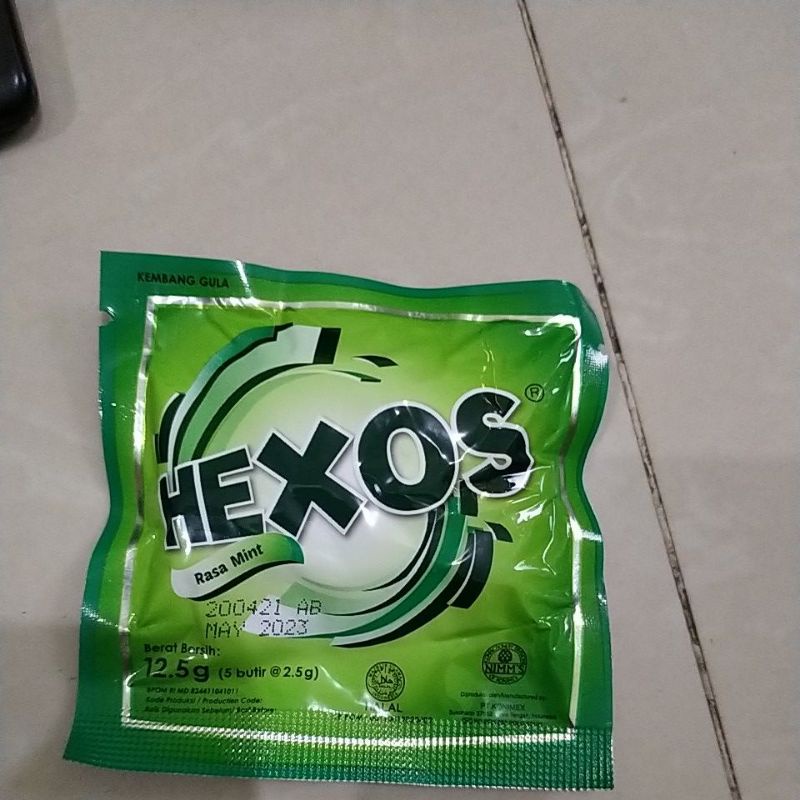 hexos permen per bungkus isi 5butir