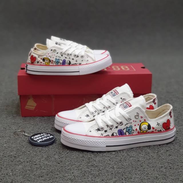 OBRAL SEPATU ANAK CONVERSE X BT21 BTS KARAKTER PUTIH KIDS GRADE