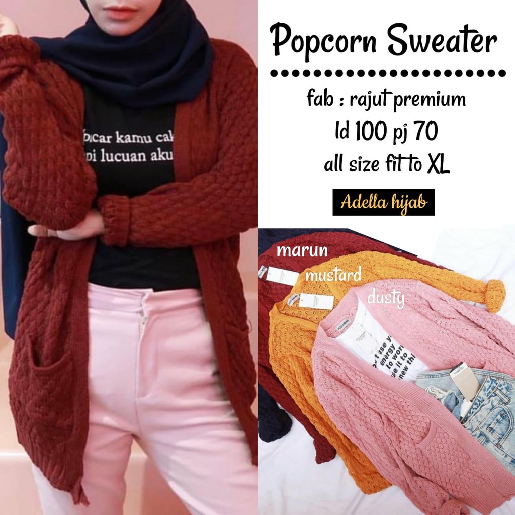 cardigan popcorn shopee