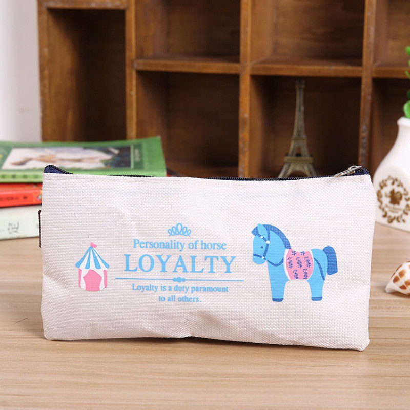 OVERFLOWS.ID Pencil Case Zipper Royal Horse Tempat Pensil Cute Lucu Import Terbaru