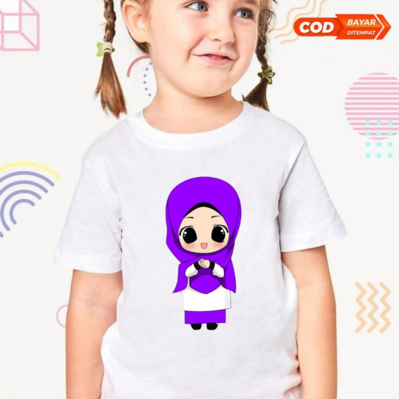 Kaos anak gambar muslim keren/Baju anak muslim perempuan/Pakaian anak perempuan lucu