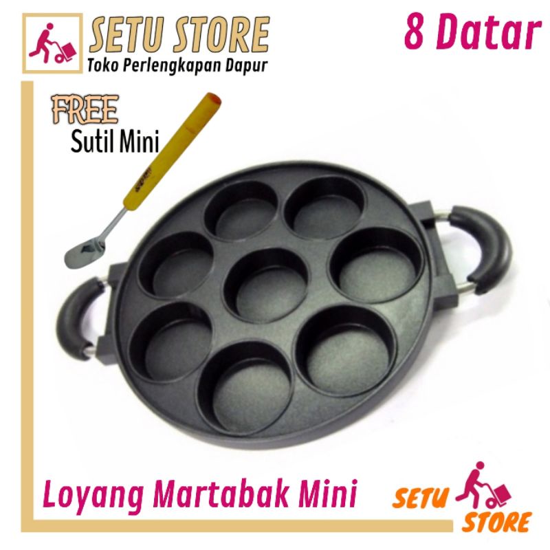 Cake Pan 8 Datar Loyang Kue Martabak Mini Cetakan Kue Lumpur 8 Lubang Free Sutil Mini