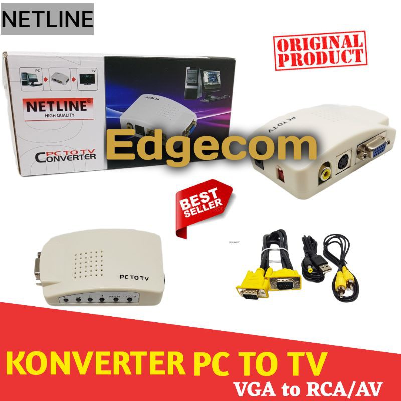 Converter VGA to RCA/AV/S-Video ( PC to TV ) NETLINE