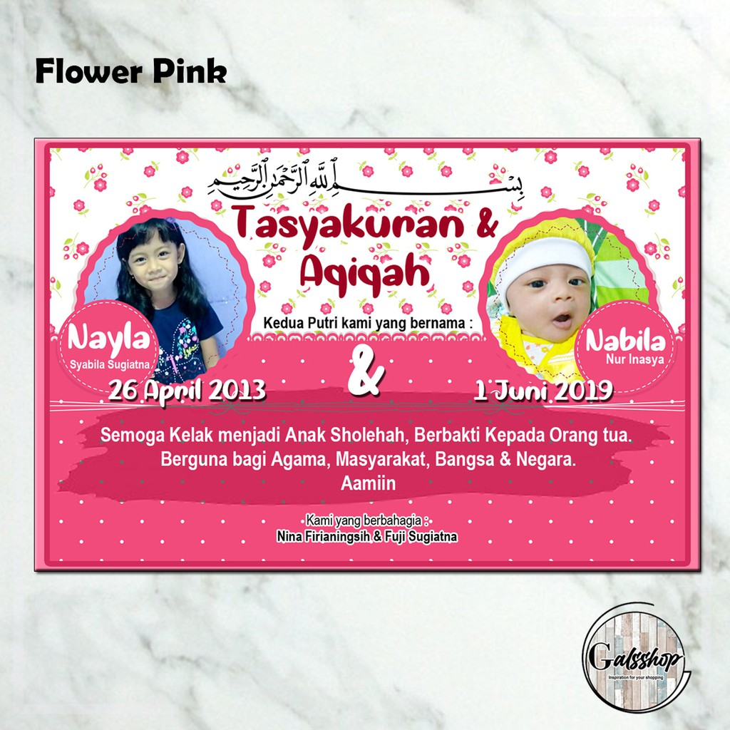 

Kartu Aqiqah / Tasyakuran Card / Stiker Aqiqah Flower Pink