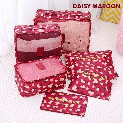 Tas Duffel Organizer Pattern Travel Set 6 in 1 Bag Organizer / Tas penataan dalam koper - Daisy Maro