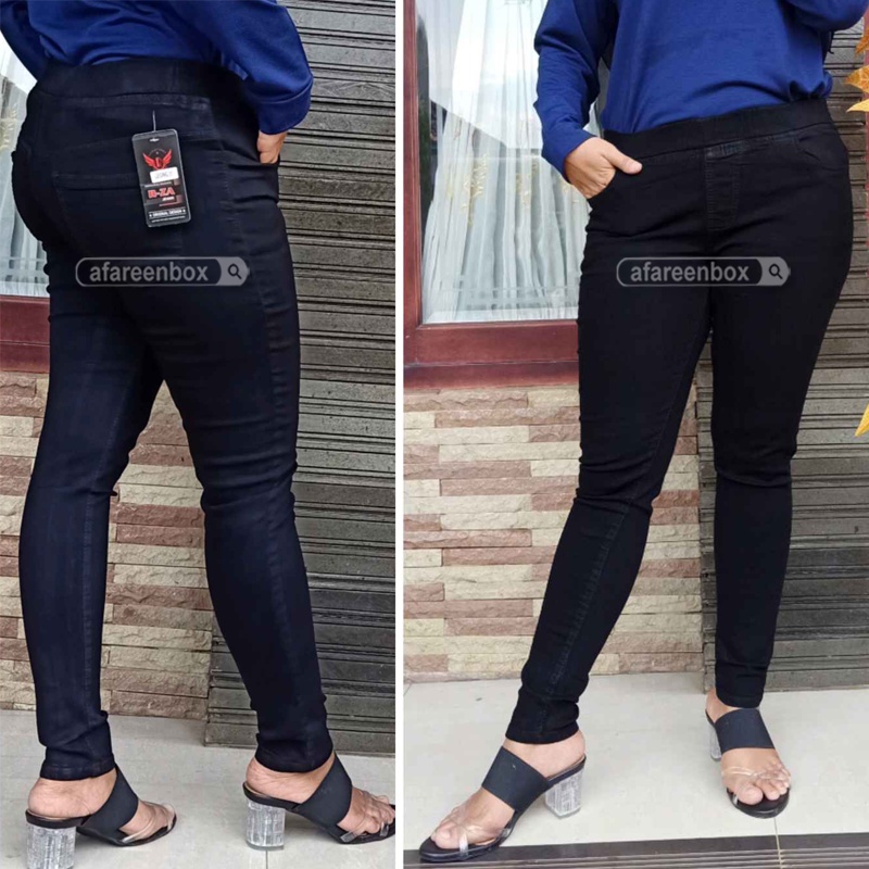Legging Jeans Jumbo Pinggang Karet Stretch Jegging Jeans Skinny Celana Panjang Jeans Wanita 27-38
