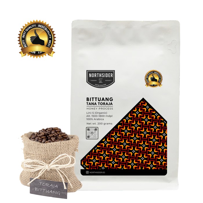 

BIJI KOPI ARABIKA TORAJA BITTUANG HONEY ORGANIK 200GR NORTHSIDER - kkp1440