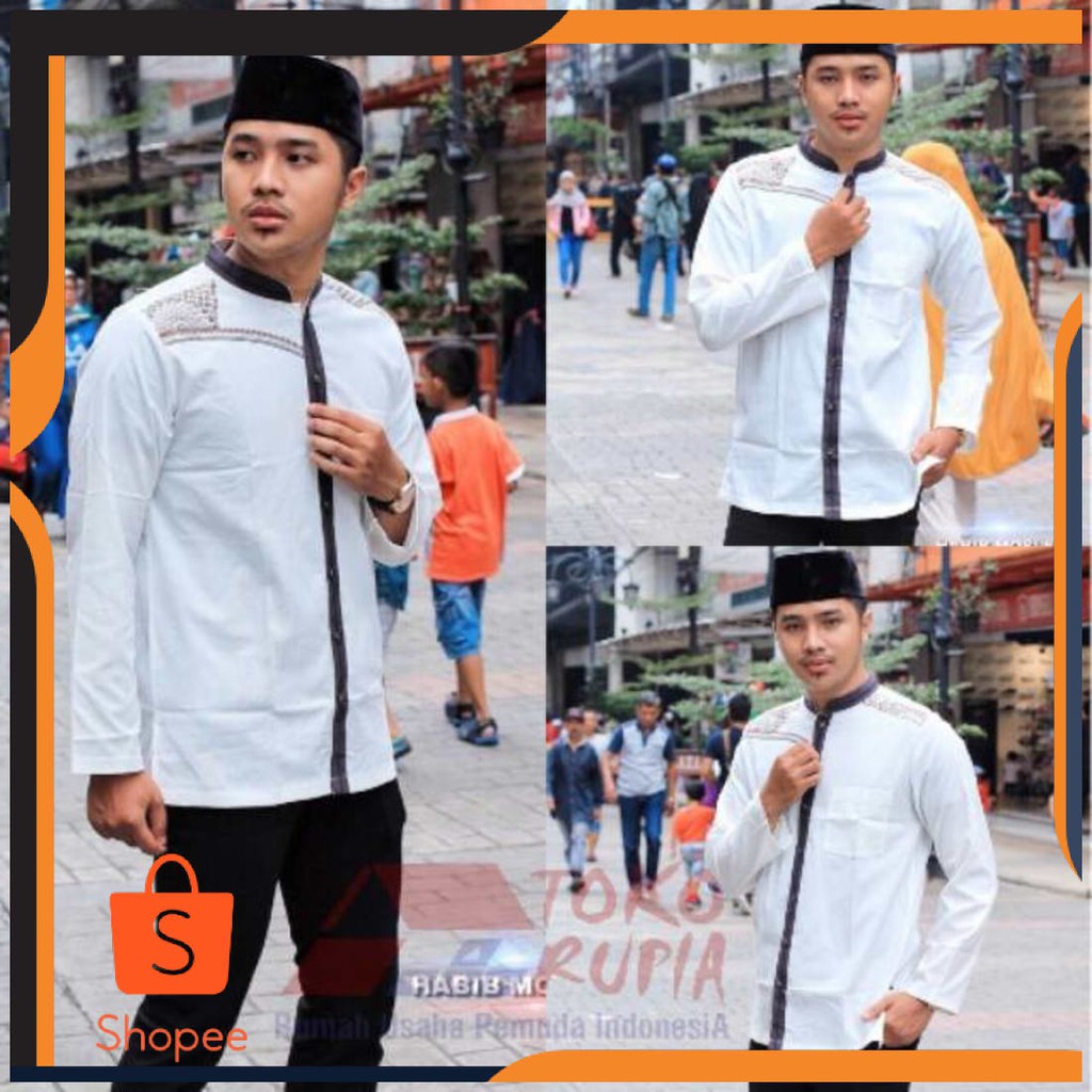BEST SELLER - Baju Koko Lengan Panjang Putih Habib