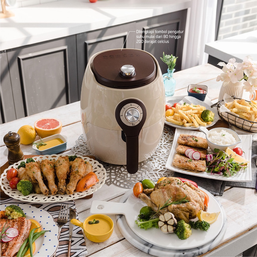 [BISA COD] Neozen Elzenith Air Fryer Cream dan Olive Alat Masak Tanpa Minyak Dusdusan