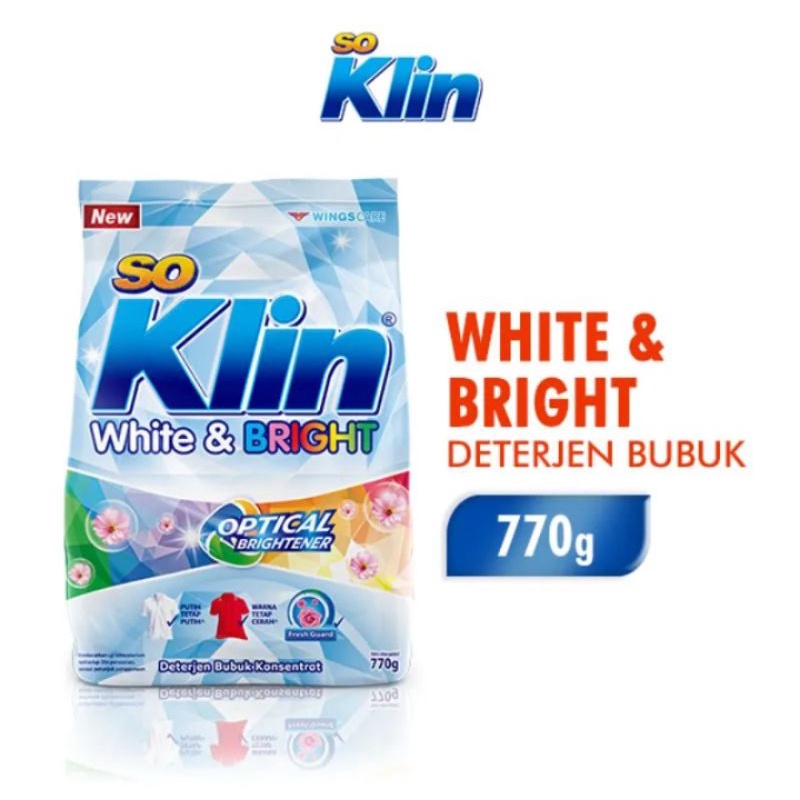 soklin deterjen bubuk white &amp; bright 770g