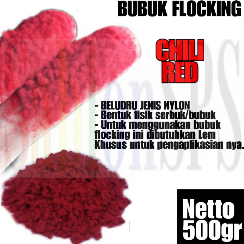 BUBUK FLOCKING NILON SABLON MERAH CABE BLUDRU SERBUK NYLON 500gr