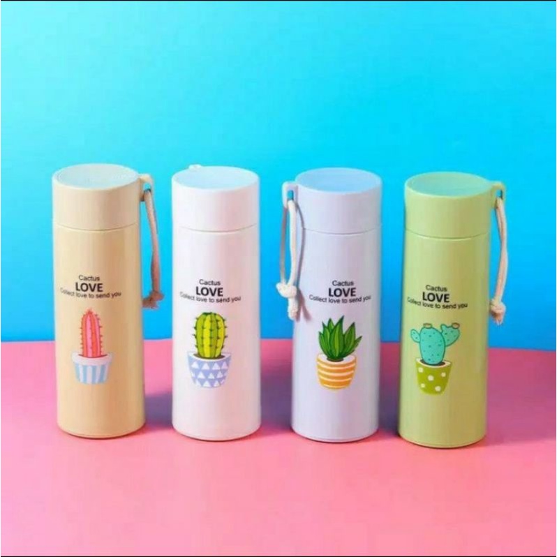 Botol Minum Thermos Kaca Tanaman Kaktus 450 ml