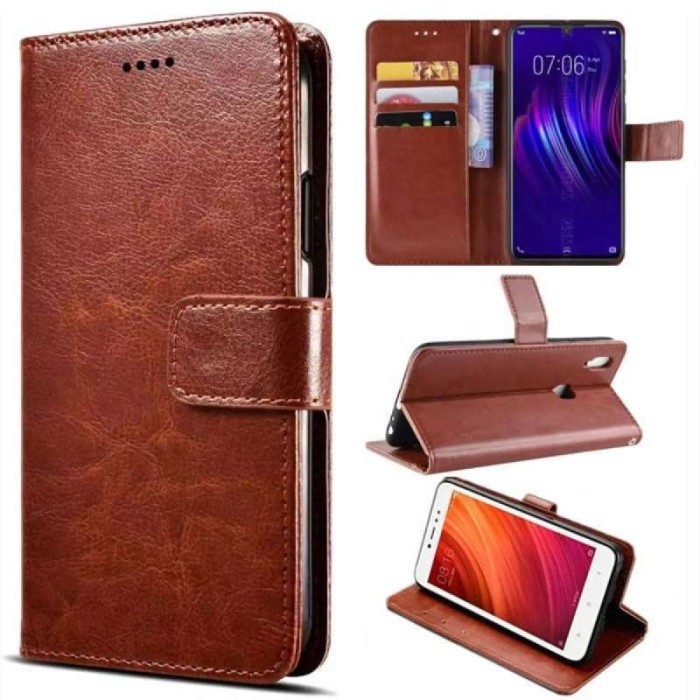 Case Flip Wallet Dompet Kulit Vivo V20