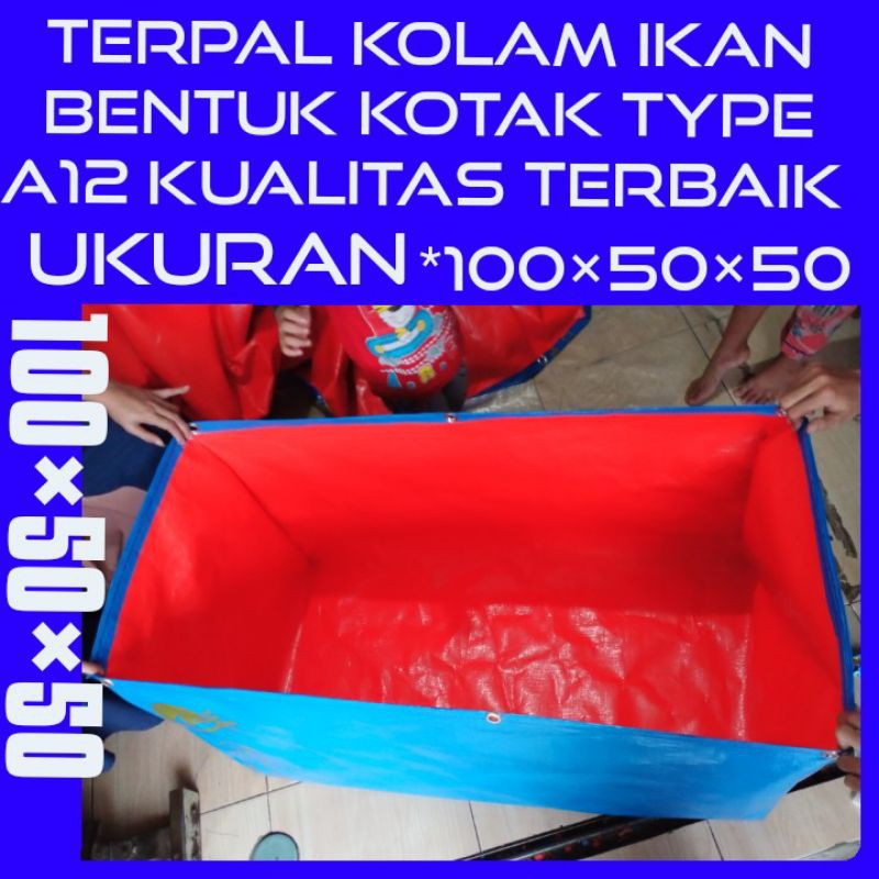 terpal kolam ikan bentuk kotak TYPE A12 kualitas terbaik ukuran* 100×50×50