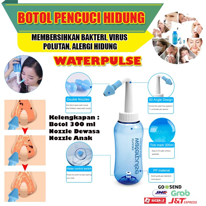 Botol Pembersih Hidung Nasal Wash Dan Garam Untuk Cuci Hidung Nose Nasal Rinse Salt Wash Cleaner