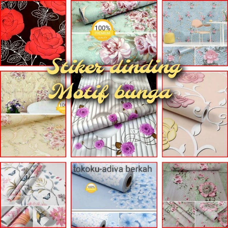 Wallpaper Stiker Dinding Motif Bunga Mawar melati Teratai Varian Bunga Dan Warna Yang indah Cantik M