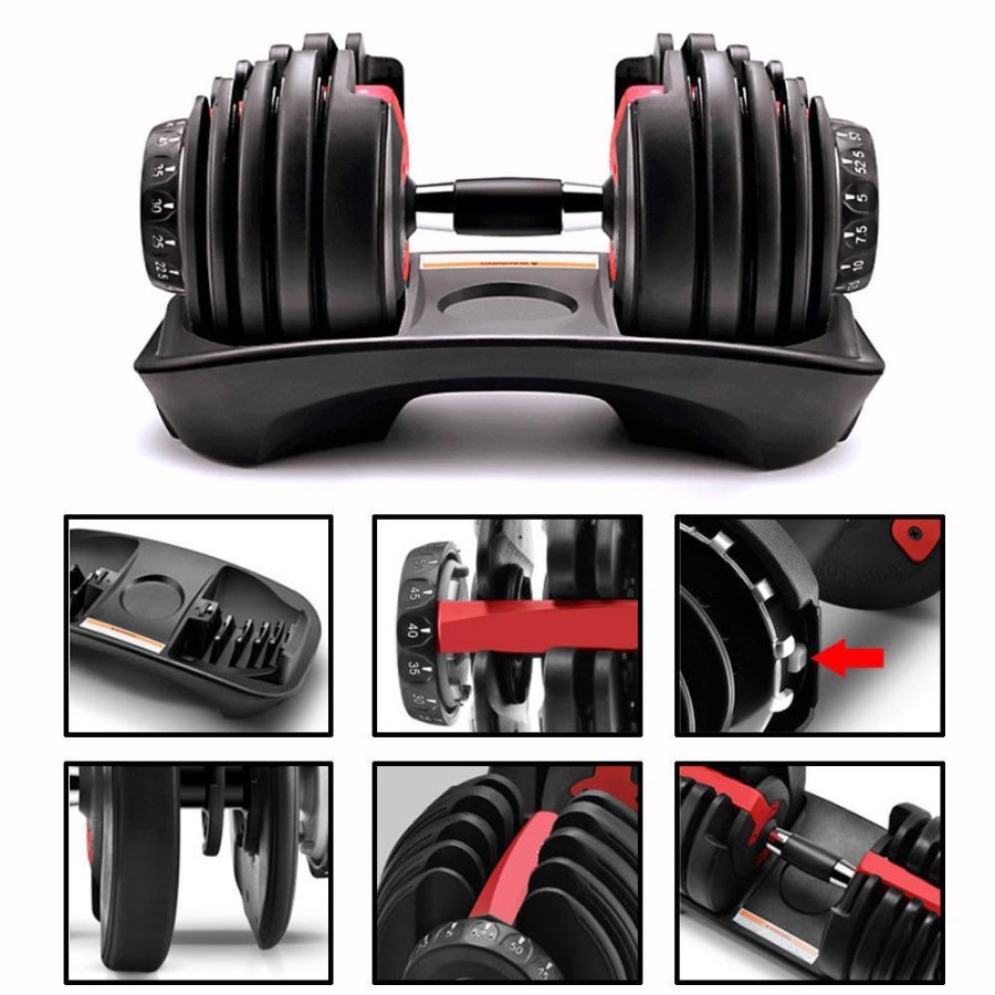 Gym Fitness Automatic 24kg/52.5lb Adjustable Dumbbell Set