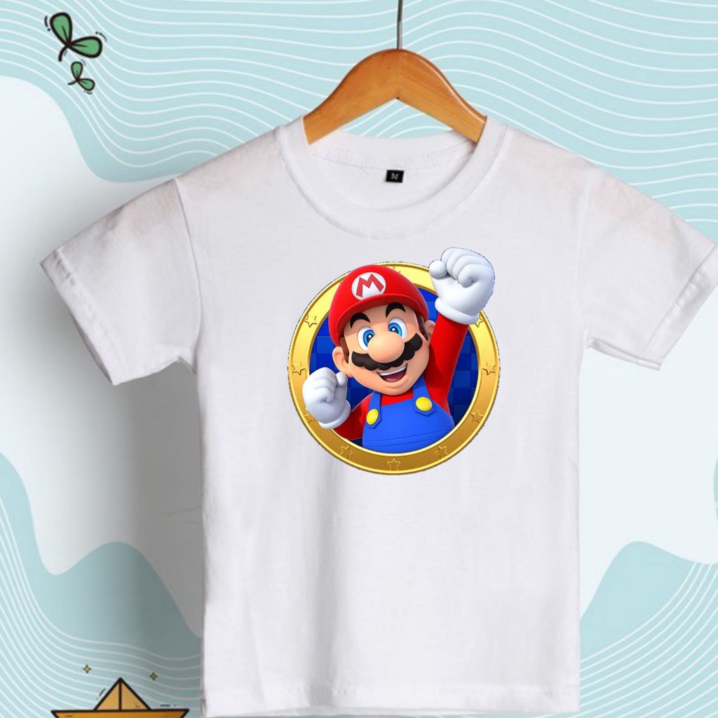 Clothing May - Kaos Karakter Super Mario Bros Putih Karakter Kaos Anak Koas Dewasa Anak Karater Distro Kekinin T Shirt Tshirt T-Shirt Premium Murah