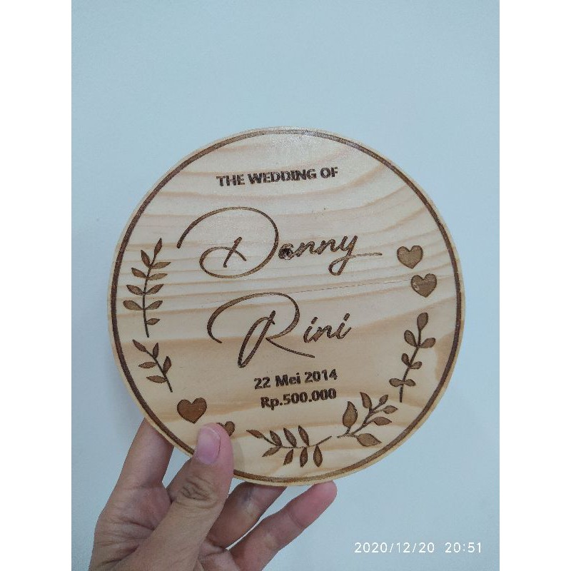 Grafir Nama Mahar Kayu Bulat Diameter 15cm