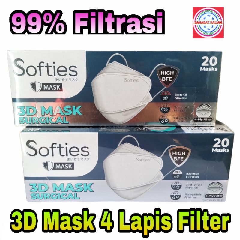 MASKER SOFTIES SURGICAL 3D 4 PLY FILTER KF94 1 BOX 20 PCS