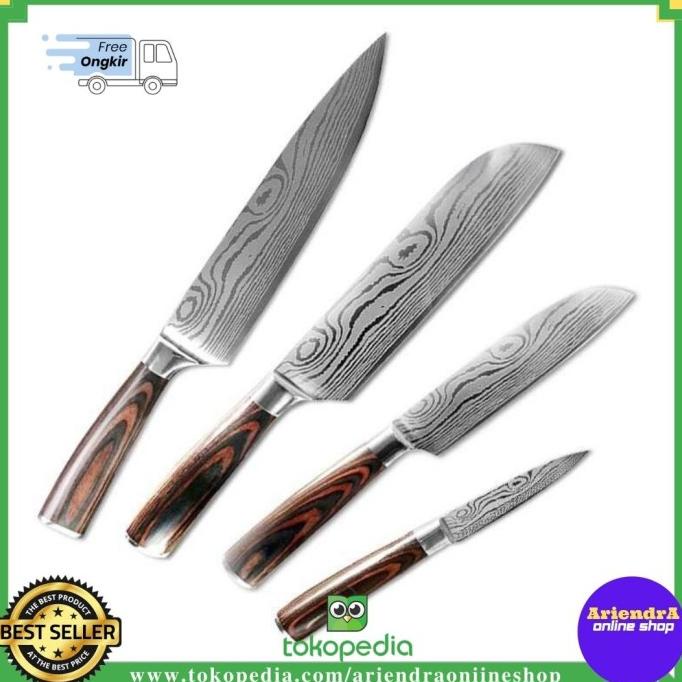 

Paket Set Pisau Dapur Damascus Pattern Stainless Steel 4 Pcs-Xituo Kris182Shop