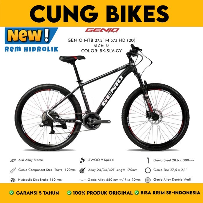 SEPEDA GUNUNG 27.5 Inch MTB GENIO M-573 frame ALLOY REM HIDRAULIC 3 X 9 SPEED BY UNITED BIKE