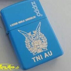 Korek zippo swa bhuwana paksa tni au blue matte custom grafir logo tni au plus nama bebas desaign