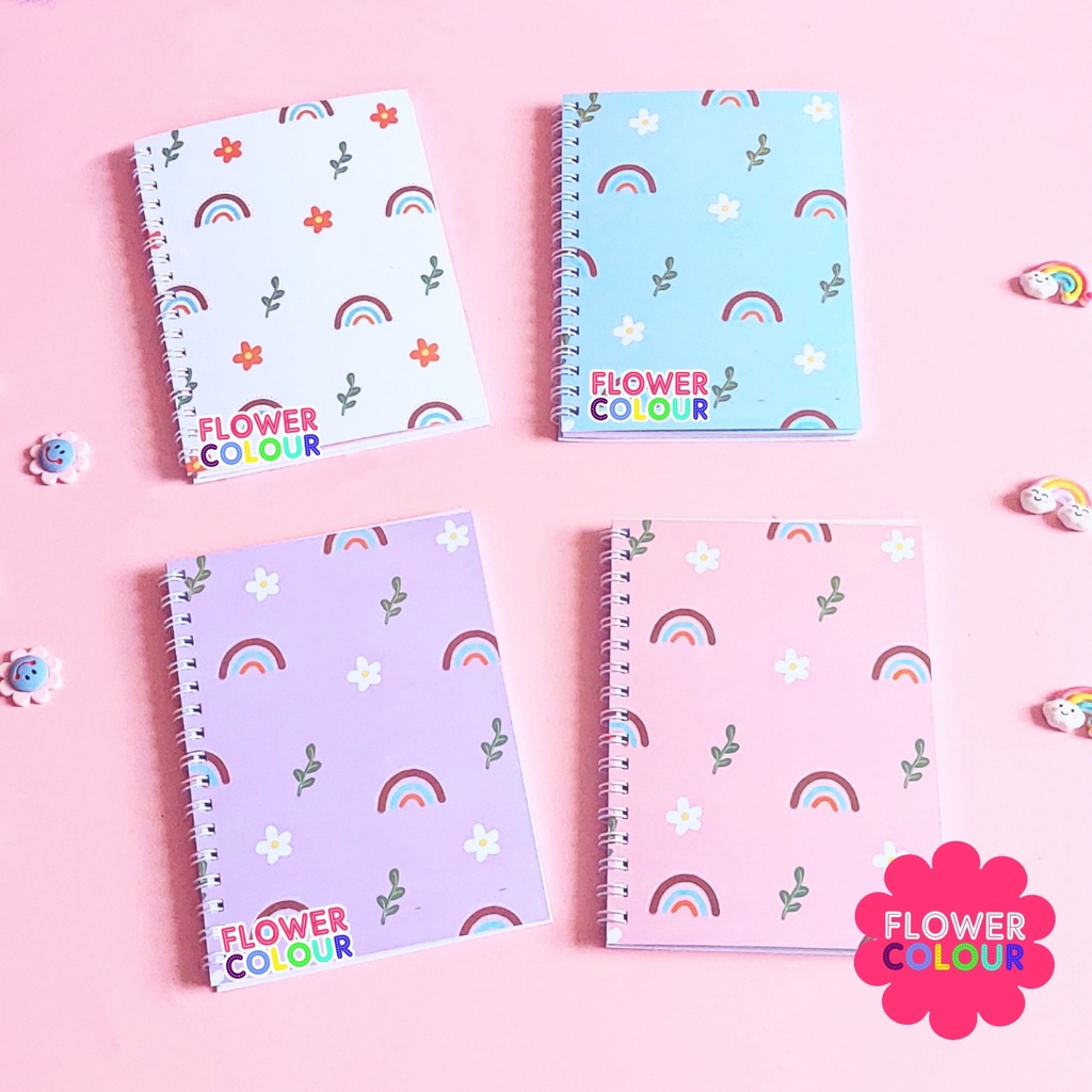 

Buku Tulis Notebook Aesthetic Flower Rainbow / Buku Notes / Notebook Rainbow