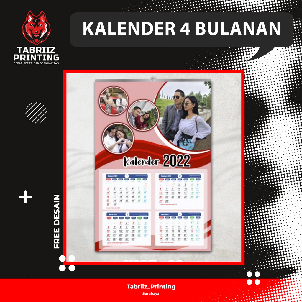 

[TABRIIZ PRINTING] Kalender Dinding A3 2022/ Kalender 4 Bulanan/ Kalender Dinding 3 Lembar