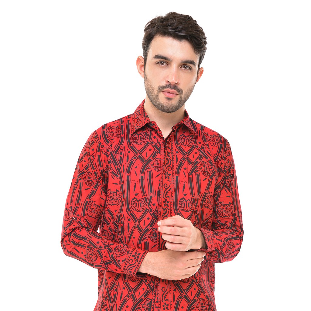 Kemeja Batik Pria Asli Jambi Merah Berkualitas - Zallatra Lv4