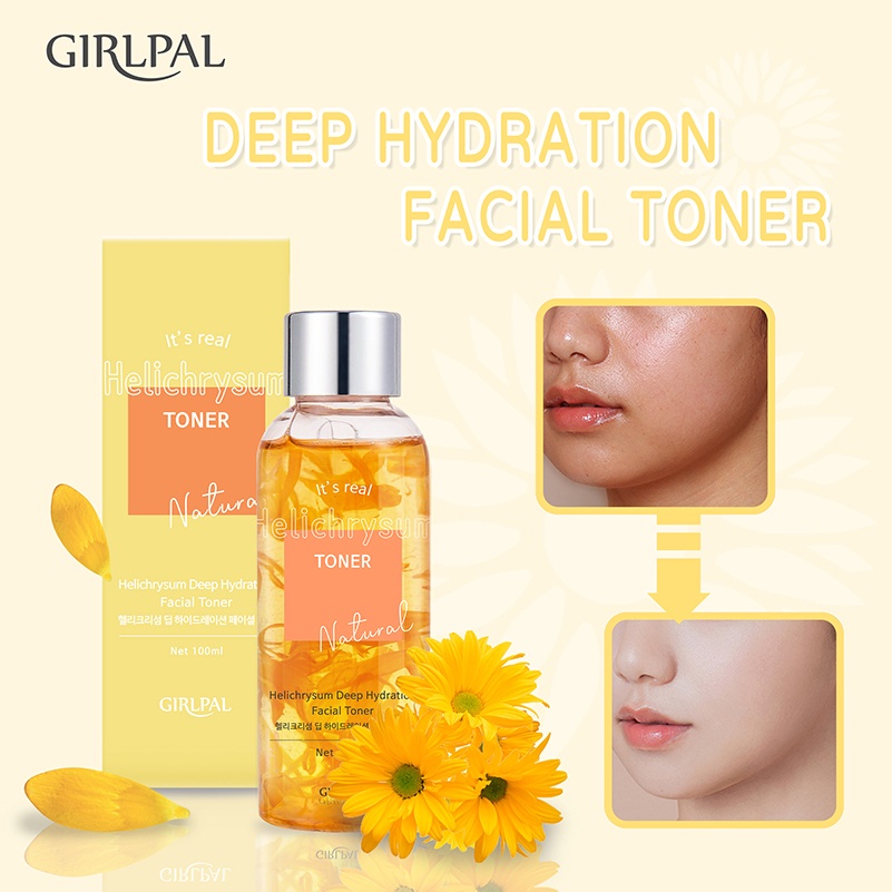 GIRLPAL Helichrysum Deep Hydration Facial Toner Moisturizing Glowing Face Whitening Skincare Facial Serum Essence