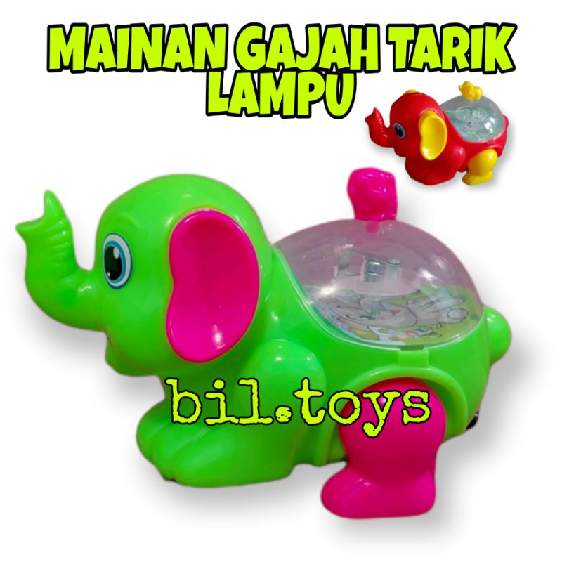 LT 22 mainan gajah tarik led super cepat melajunya / mainan gajah led tarik