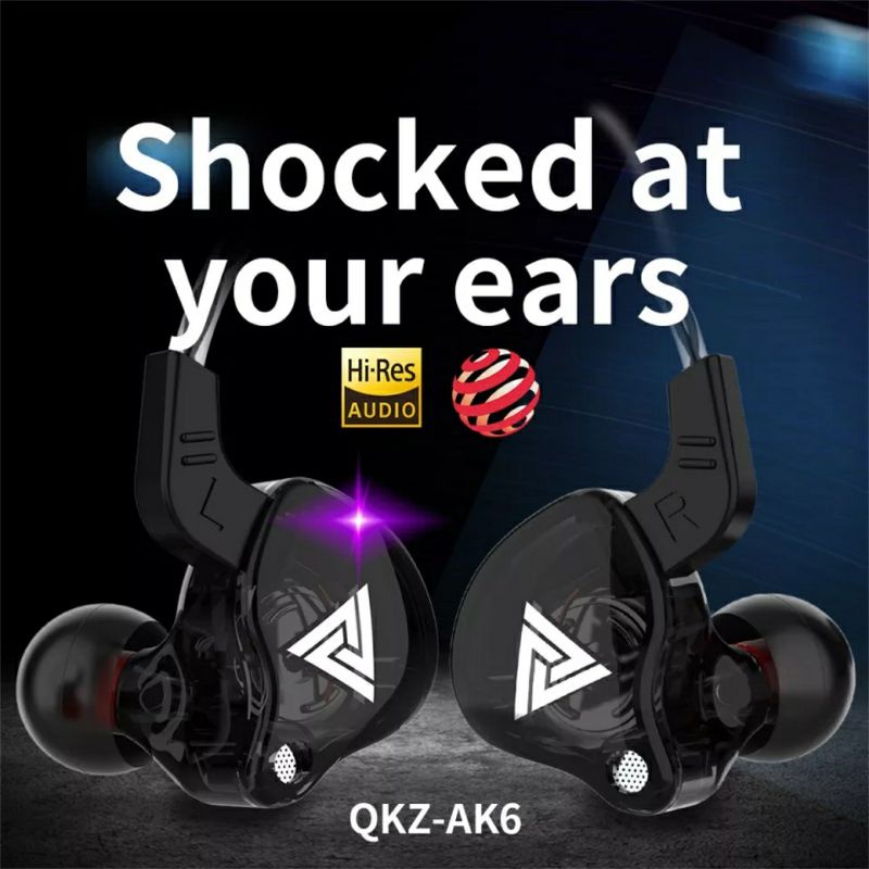 [GARANSI TUKAR BARU] QKZ AK6 Dengan Mic Earphone Sport Dynamic + Subwoofer Bass