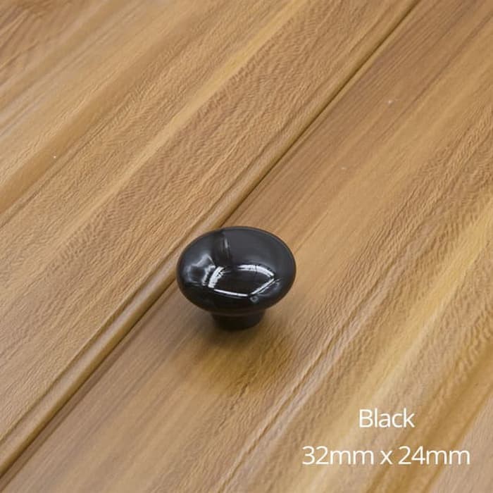 Pegangan Handle Tarikan Knob Keramik Warna Hitam Ukuran 30mm