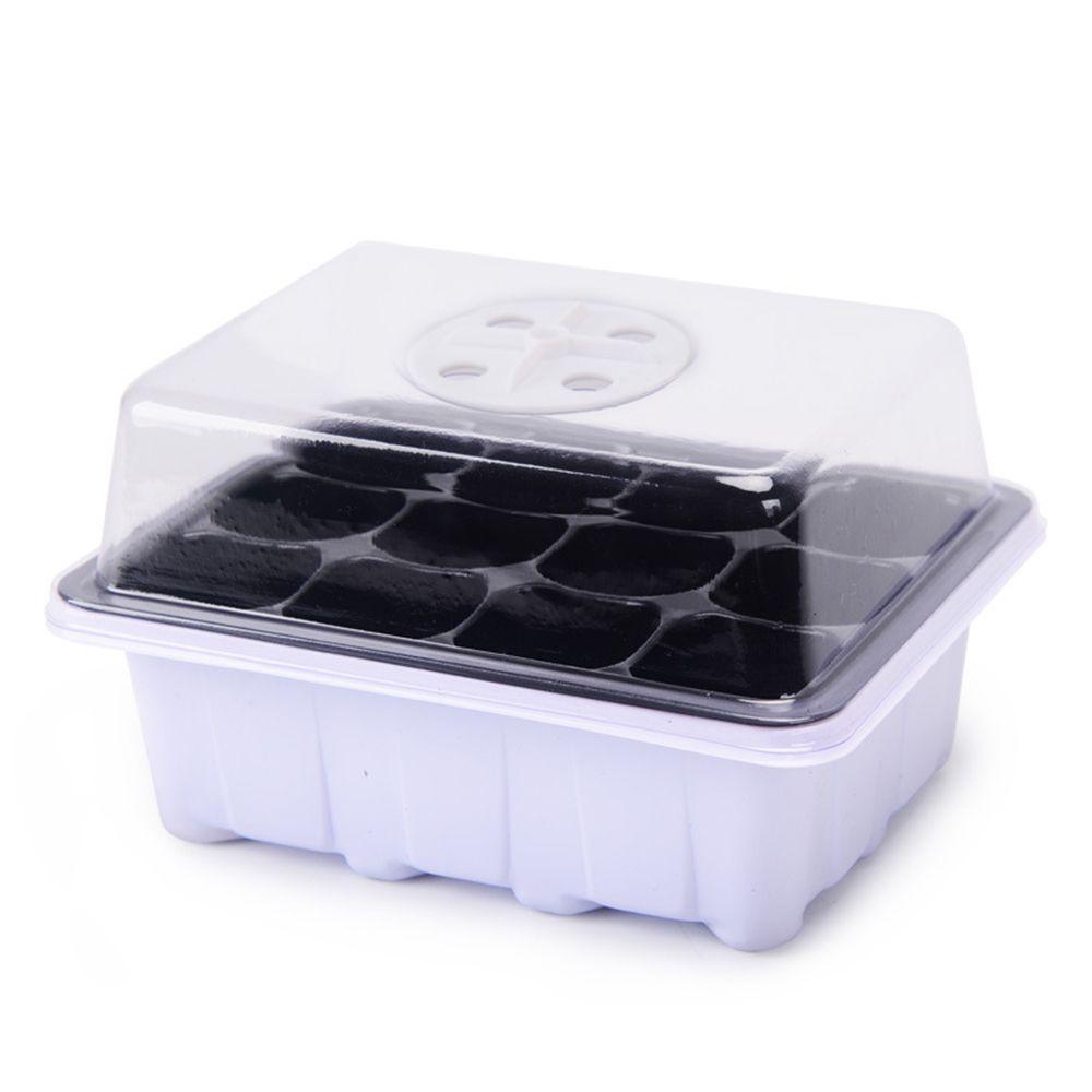 Chookyy 6/12Cells Nampan Tanam Dengan Penutup Bening Greenhouse Kantor Sprout Plate Lids Breathable Nursery Pots