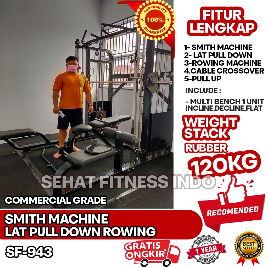 Jual Alat Fitness Smith Machine Multifungsi - Lat Pull Down - Rowing ...