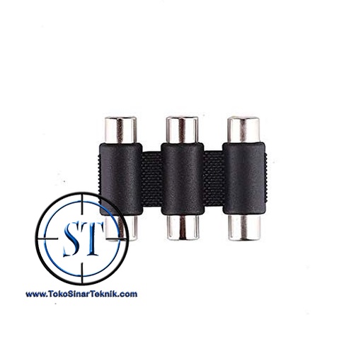 BA-61 Jack H RCA 3 Way Connector Sambungan RCA 3 Pin 3-3 3 Lubang Soket Triple RCA Female To Female Coupler Adapter Audio Video