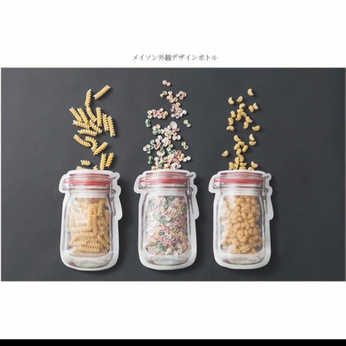 Mason Jar Zipper Bags PE PLASTIC Airtight Reusable Snack Bag