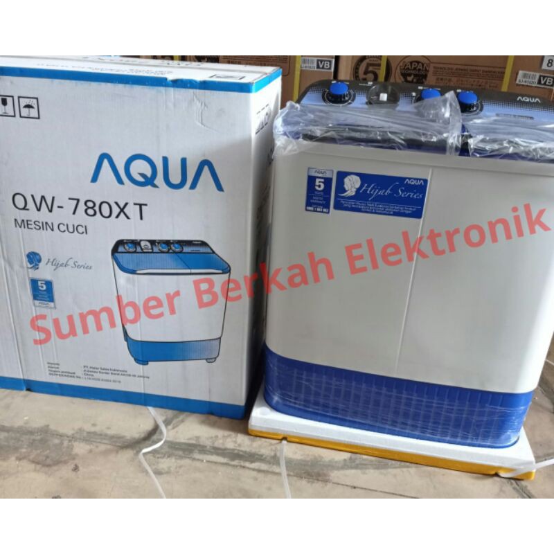    proses cepat    mesin cuci 2 tabung aqua 7kg 350 watt qw 780 xt garansi resmi 7 kg hijab series p