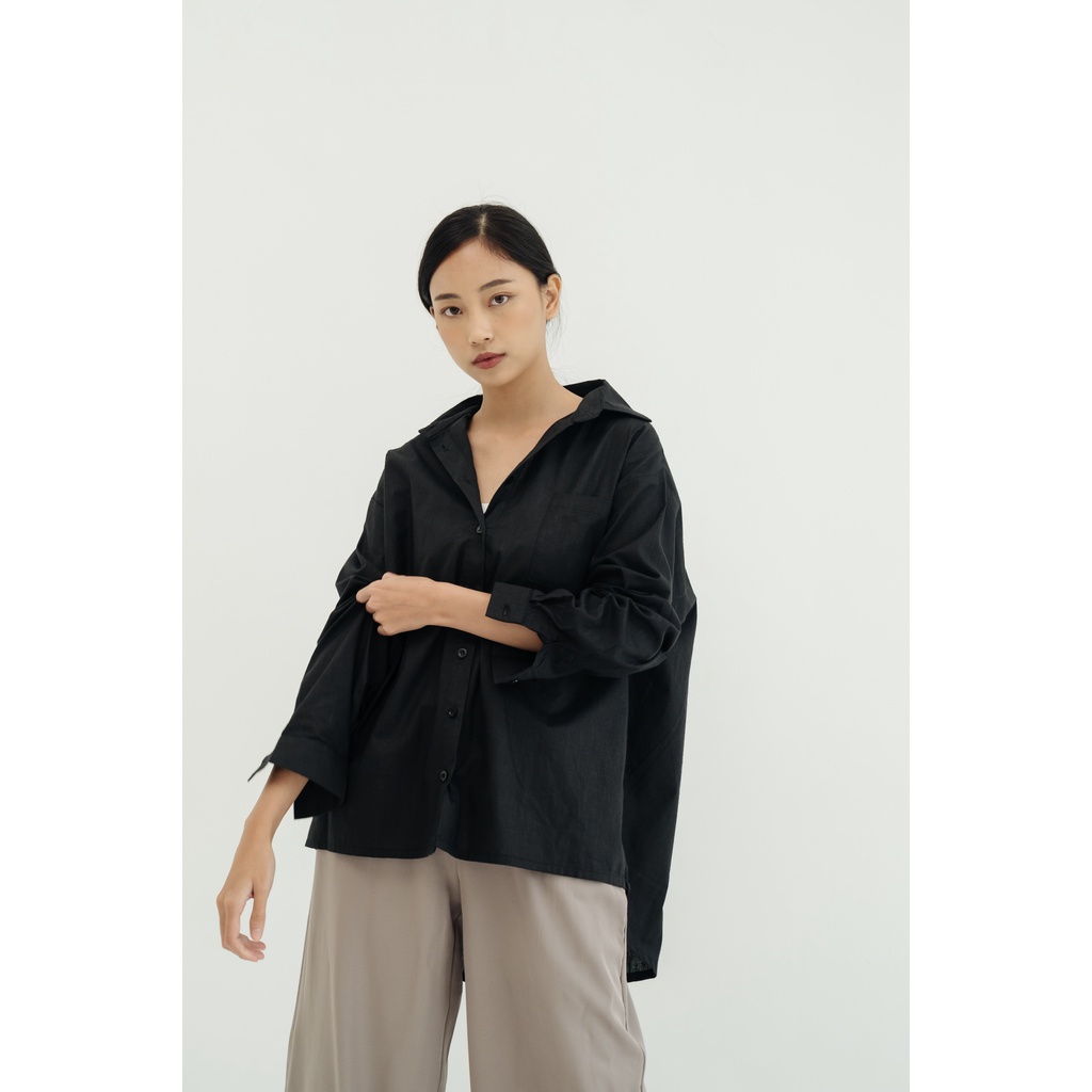 SURRELL - Sharon Oversize Boyfriend Linen Shirt